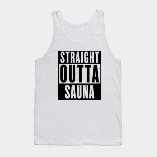 STRAIGHT OUTTA SAUNA - black print Tank Top